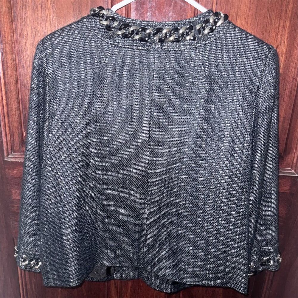 Michael Kors Women's Black Tweed Jacket Chain Detail Size 8 Casual - Picture 2 of 6